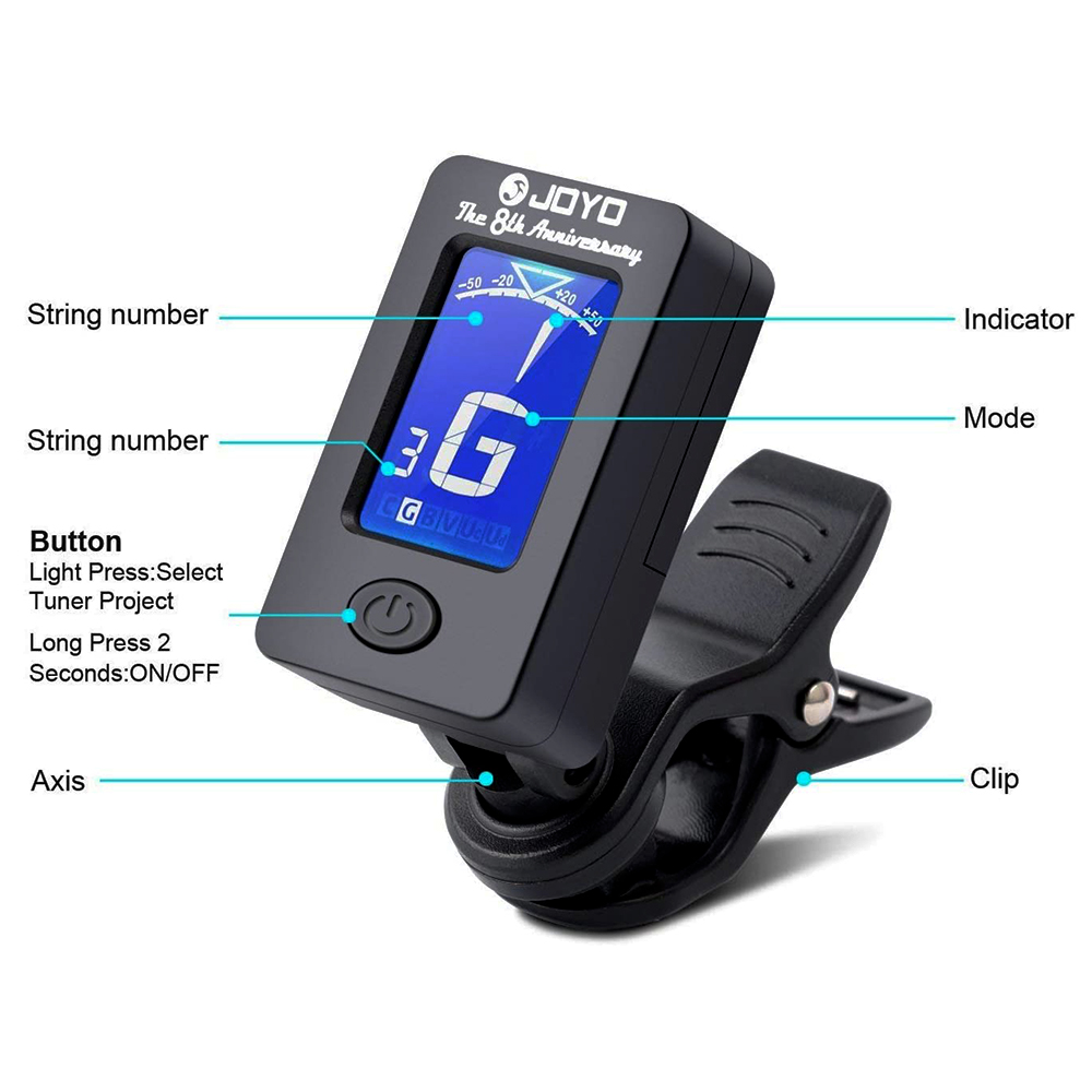JOYO موالف الجيتار JT-01 360 د - مراجعة Guitar Tuner Clip وسعره