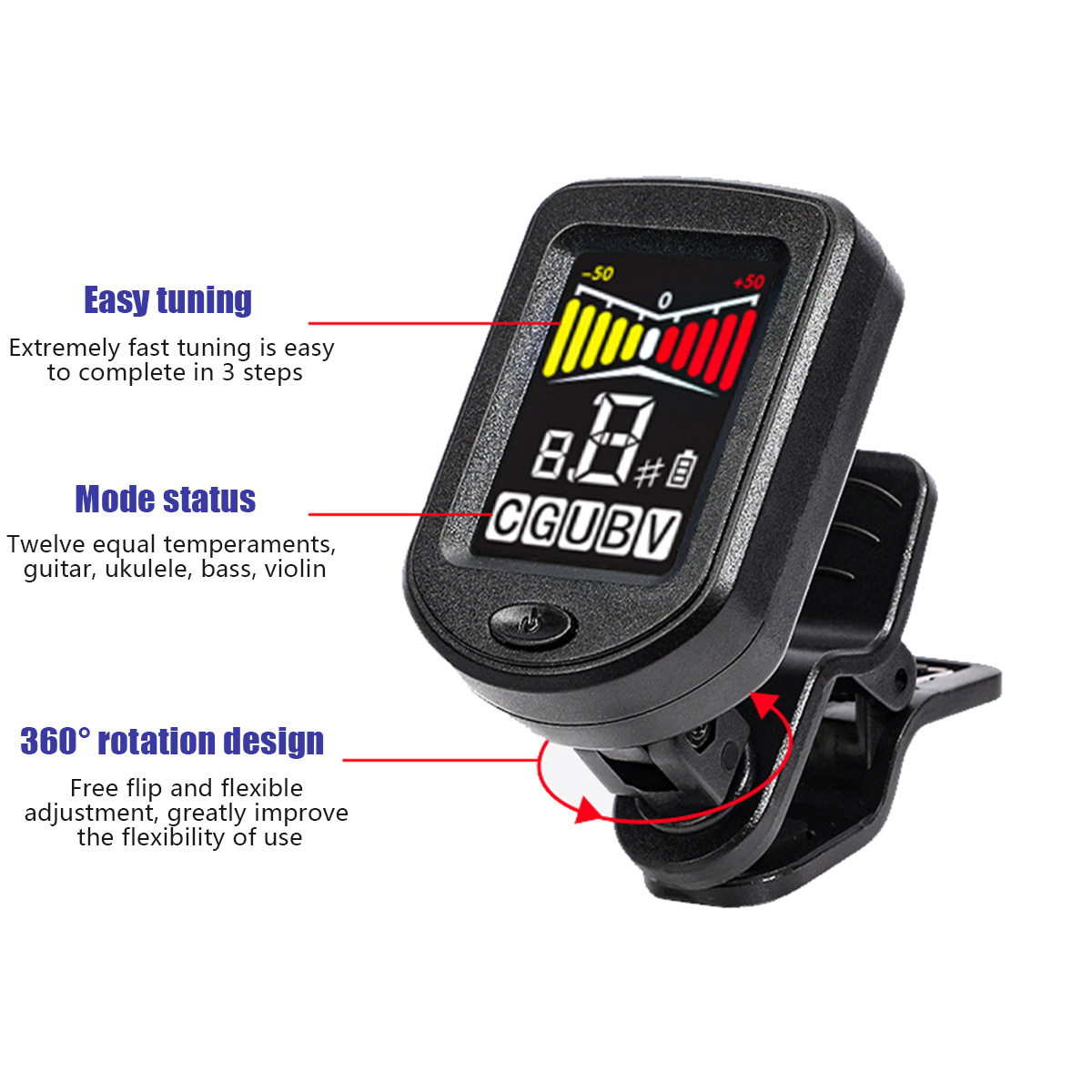 موالف جيتار بمشبك مع شاشة عادي - مراجعة Guitar Tuner Clip وسعره